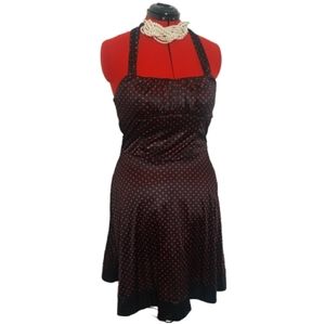 RUBY ROX Pinup Halter Dress Black & Red Polkadot size XL